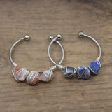 Wire Wrap Raw Stone Beads Cuff Bracelet