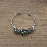 Wire Wrap Raw Stone Beads Cuff Bracelet