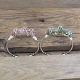 Wire Wrap Raw Stone Beads Cuff Bracelet