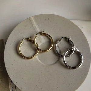 Glossy Circle Hoop Earrings 925 Sterling Silver Korea Earrings For Women