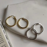 Glossy Circle Hoop Earrings 925 Sterling Silver Korea Earrings For Women