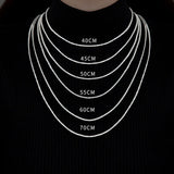 925 Silver Sparkling Chain Long Necklace for Women Choker Jewelry