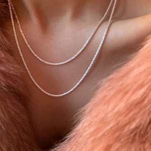 925 Silver Sparkling Chain Long Necklace for Women Choker Jewelry