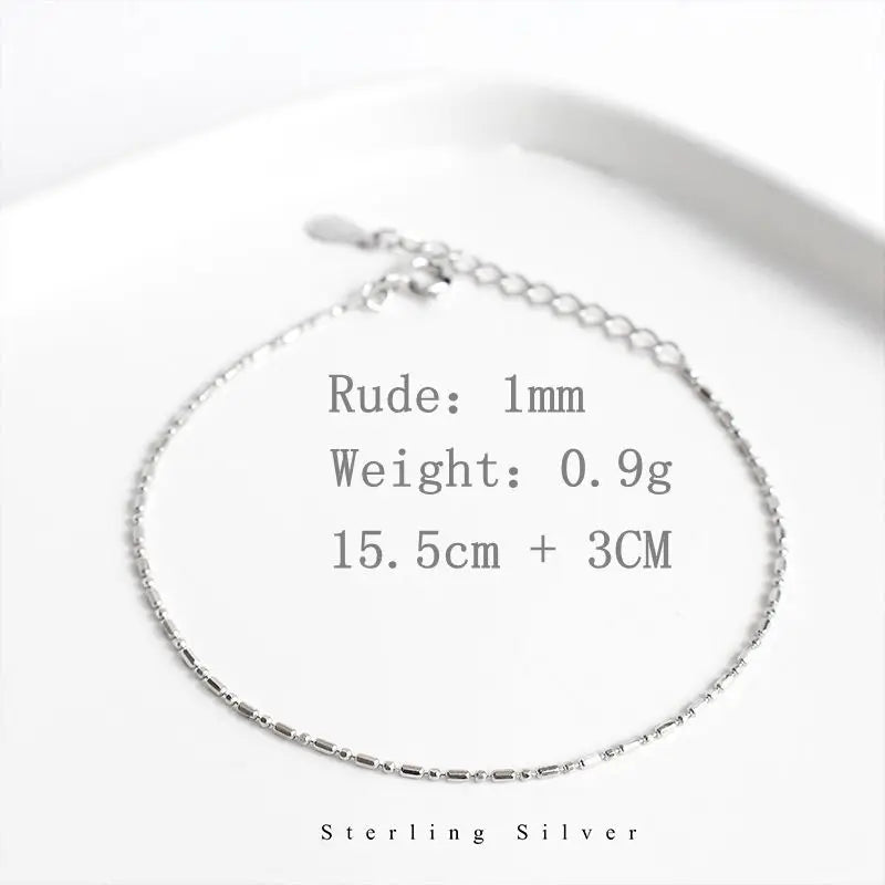 925 Silver 1MM Round Bead Chain Bracelet Minimalist Jewelry