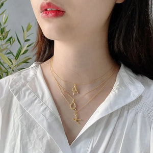 925 Silver 26 English Letter Necklace 18K Nordic Pendant for Women