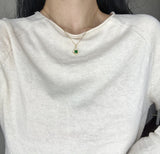 925 Silver Square Green Zircon Pendant Necklace for Women