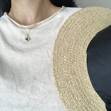 925 Silver Square Green Zircon Pendant Necklace for Women