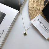 925 Silver Square Green Zircon Pendant Necklace for Women