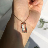925 Sterling Silver Square Zircon Necklace for Women
