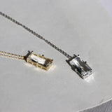 925 Sterling Silver Square Zircon Necklace for Women