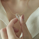 925 Sterling Silver Square Zircon Necklace for Women
