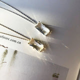 925 Sterling Silver Square Zircon Necklace for Women