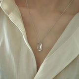 925 Sterling Silver Square Zircon Necklace for Women