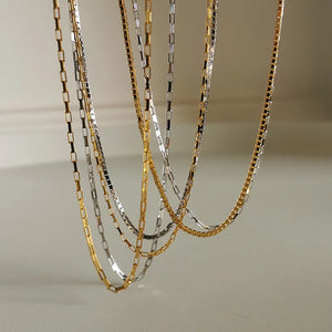 925 Sterling Silver Square Chain Choker Necklace for Women