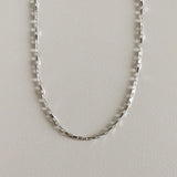 925 Sterling Silver Square Chain Choker Necklace for Women
