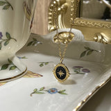 925 Silver Anise Star Pendant Necklace Oval Epoxy Bead Clavicle Chain