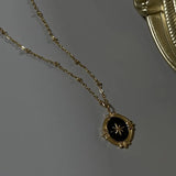 925 Silver Anise Star Pendant Necklace Oval Epoxy Bead Clavicle Chain