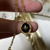 925 Silver Anise Star Pendant Necklace Oval Epoxy Bead Clavicle Chain