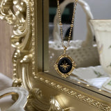 925 Silver Anise Star Pendant Necklace Oval Epoxy Bead Clavicle Chain