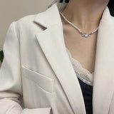 925 Silver Arrow Heart Pearl Necklace Creative Fashionable Jewelry