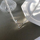 925 Silver Arrow Heart Pearl Necklace Creative Fashionable Jewelry