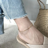 925 Silver Asymmetry Chain Anklets Summer Foot Jewelry