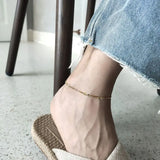 925 Silver Asymmetry Chain Anklets Summer Foot Jewelry