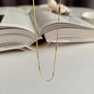 925 Silver Asymmetry Chain Choker Necklace Bead Chain for Women