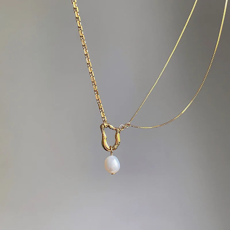925 Silver Chain Pearl Pendant Necklace for Women