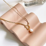 925 Silver Chain Pearl Pendant Necklace for Women
