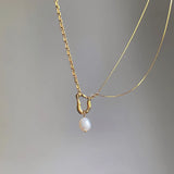 925 Silver Chain Pearl Pendant Necklace for Women