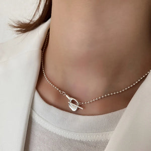 925 Silver Bead Chain Choker Necklace O T Clasp