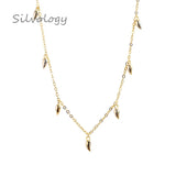 925 Silver Beans Water Drop Necklace Creative Texture Female