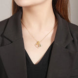 925 Silver Bee Pendant Necklace for Women Honey Square Openwork Necklace