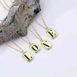 925 Silver Agate Malachite 26 Letter Pendant Necklace Women Birthday Jewelry