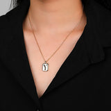 925 Silver Agate Malachite 26 Letter Pendant Necklace Women Birthday Jewelry