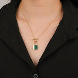 925 Silver Agate Malachite Letter Lock Pendant Necklace for Women