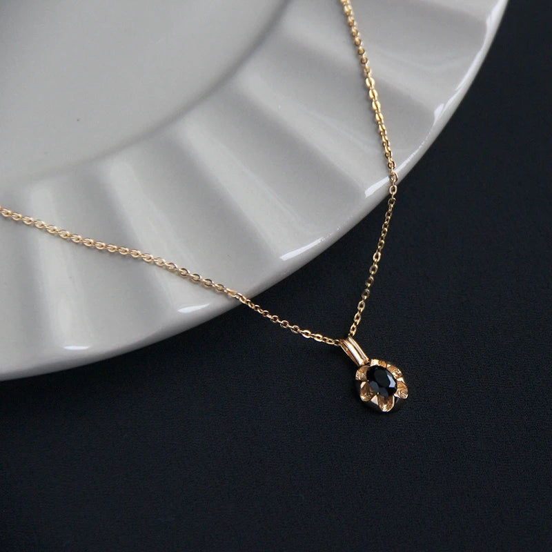 925 Silver Zircon Pendant Necklace for Women Mini French Jewelry Gift