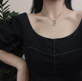 925 Silver Zircon Bowknot Heart Necklace for Women