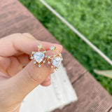 925 Silver Zircon Bowknot Heart Necklace for Women