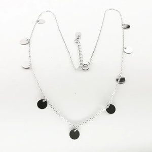 925 Silver Bright Disc Choker Necklace for Women Party Jewelry