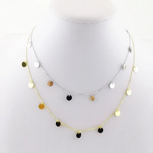 925 Silver Bright Disc Choker Necklace for Women Party Jewelry