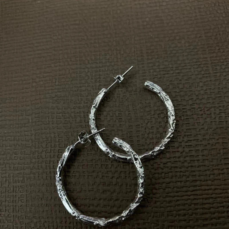 925 Silver C shape Earring Foil Paper Exaggeration Jewelry