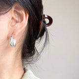 925 Silver Camber Hoop Earrings Ladies Statement Jewelry