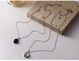 925 Silver Cat Eye Stone Oval Agate Necklace for Women