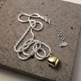 925 Silver Cauliflower Chain Heart Pendant Necklace for Women