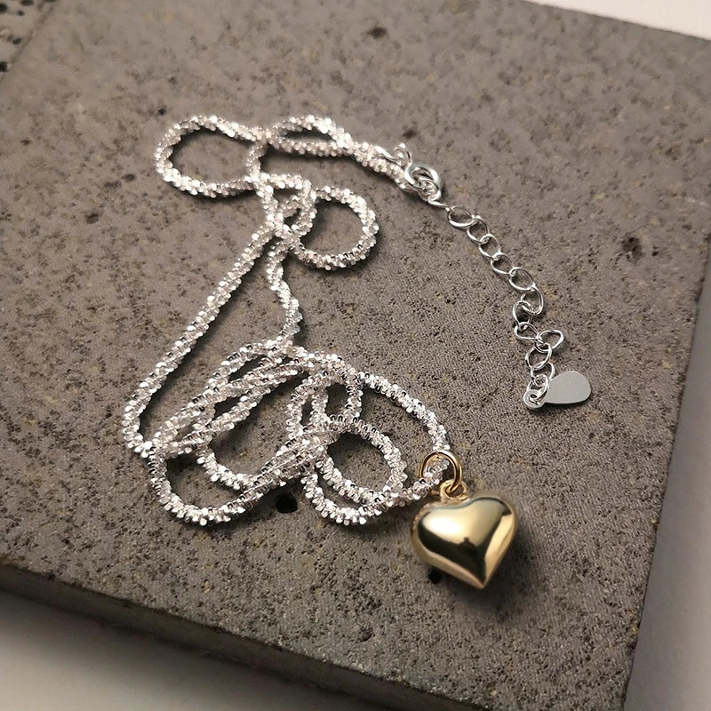 925 Silver Cauliflower Chain Heart Pendant Necklace for Women
