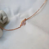 925 Silver Cherry Blossoms Rose Quartz Pendant Necklace