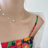 925 Silver Daisy Flower Choker Necklace for Women