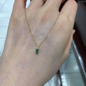 925 Silver Square Emerald Necklace Light Pendant for Women